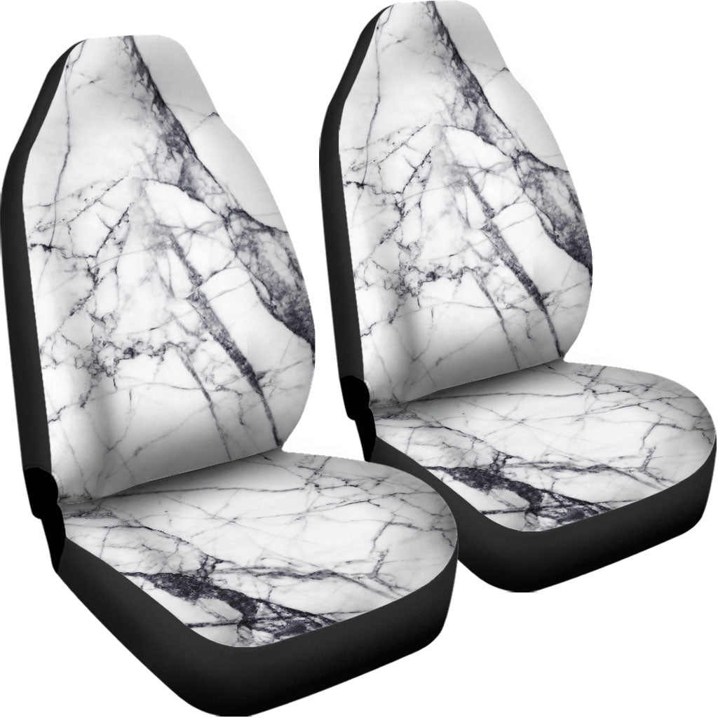 White Gray Scratch Marble Print Universal Fit Car Seat Covers