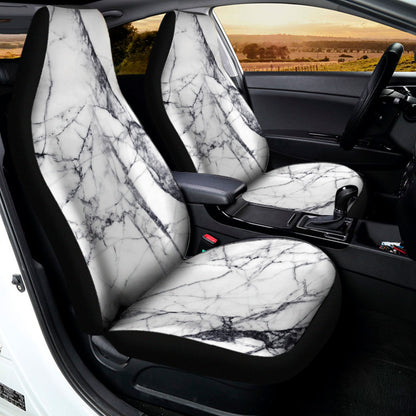 White Gray Scratch Marble Print Universal Fit Car Seat Covers