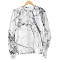 White Gray Scratch Marble Print Women's Crewneck Sweatshirt