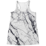 White Gray Scratch Marble Print Women's Racerback Tank Top