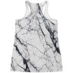 White Gray Scratch Marble Print Women's Racerback Tank Top