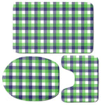 White Green And Blue Buffalo Plaid Print 3 Piece Bath Mat Set