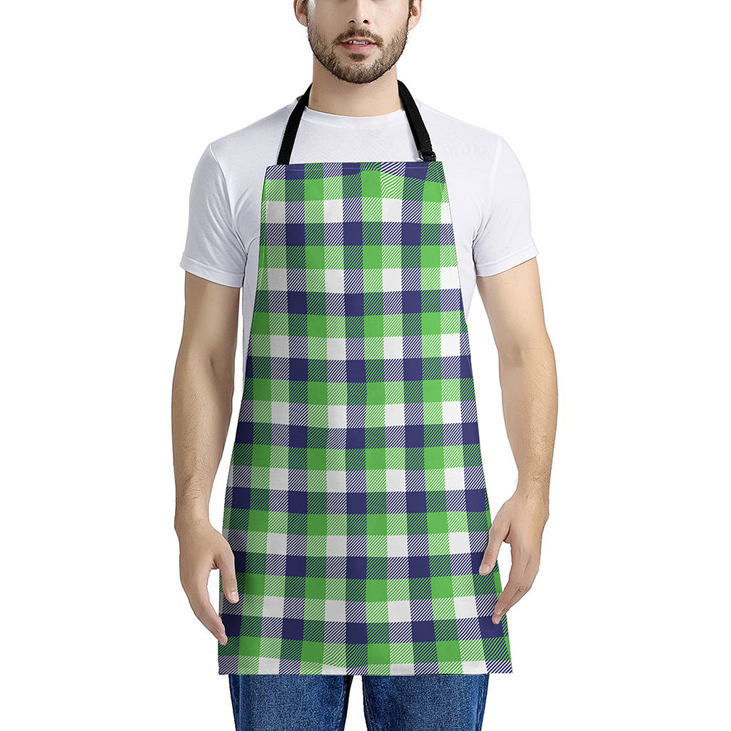 White Green And Blue Buffalo Plaid Print Apron