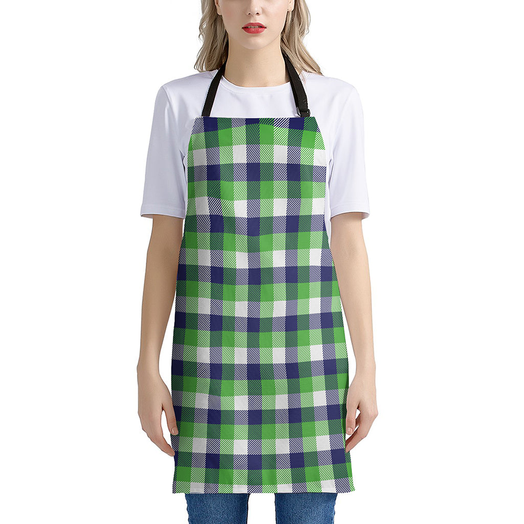 White Green And Blue Buffalo Plaid Print Apron