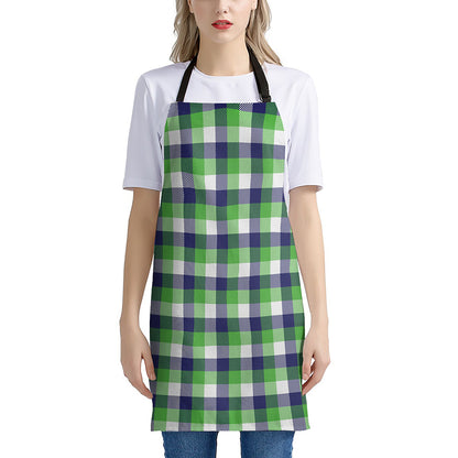 White Green And Blue Buffalo Plaid Print Apron