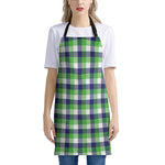 White Green And Blue Buffalo Plaid Print Apron