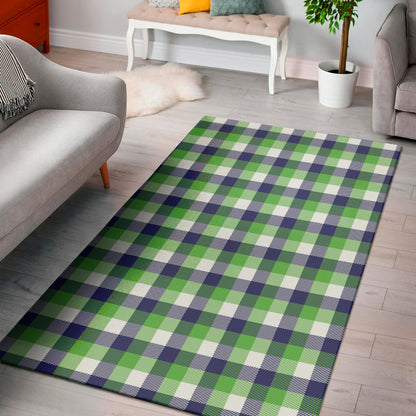 White Green And Blue Buffalo Plaid Print Area Rug