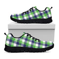 White Green And Blue Buffalo Plaid Print Black Running Shoes