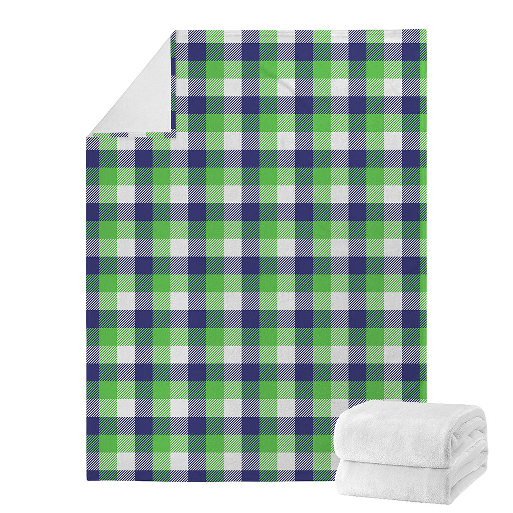 White Green And Blue Buffalo Plaid Print Blanket