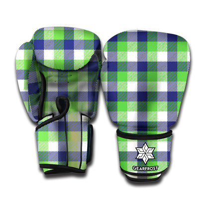 White Green And Blue Buffalo Plaid Print Boxing Gloves