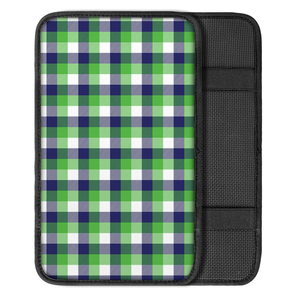 White Green And Blue Buffalo Plaid Print Car Center Console Cover