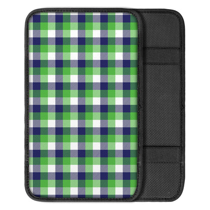 White Green And Blue Buffalo Plaid Print Car Center Console Cover