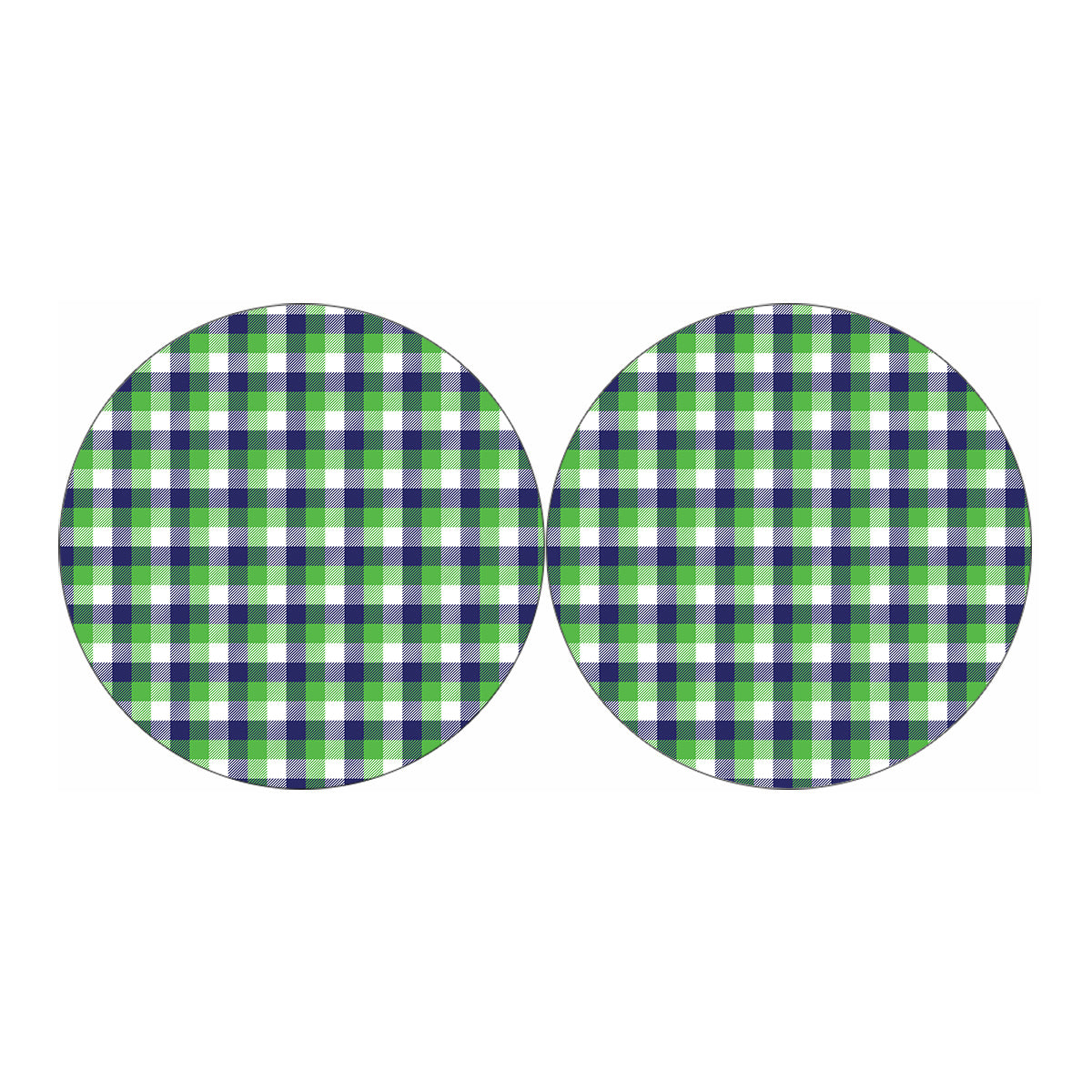 White Green And Blue Buffalo Plaid Print Car Coasters