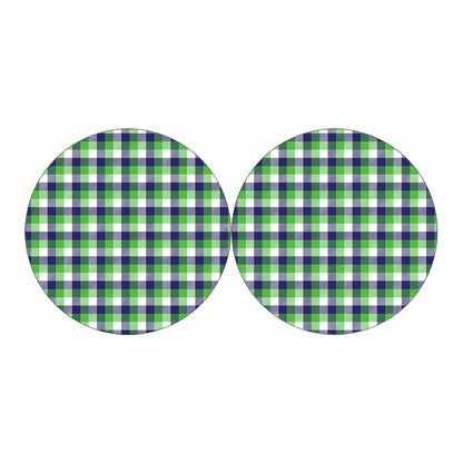 White Green And Blue Buffalo Plaid Print Car Coasters