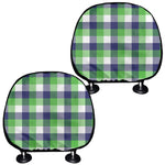 White Green And Blue Buffalo Plaid Print Car Headrest Covers
