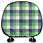 White Green And Blue Buffalo Plaid Print Car Headrest Covers
