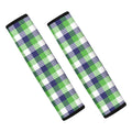 White Green And Blue Buffalo Plaid Print Car Seat Belt Covers