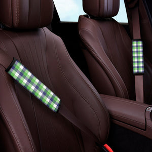 White Green And Blue Buffalo Plaid Print Car Seat Belt Covers