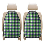 White Green And Blue Buffalo Plaid Print Car Seat Organizers