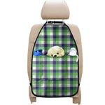 White Green And Blue Buffalo Plaid Print Car Seat Organizers