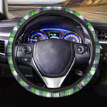 White Green And Blue Buffalo Plaid Print Car Steering Wheel Cover