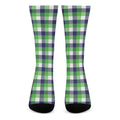 White Green And Blue Buffalo Plaid Print Crew Socks