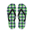 White Green And Blue Buffalo Plaid Print Flip Flops
