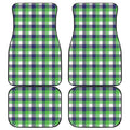 White Green And Blue Buffalo Plaid Print Front and Back Car Floor Mats