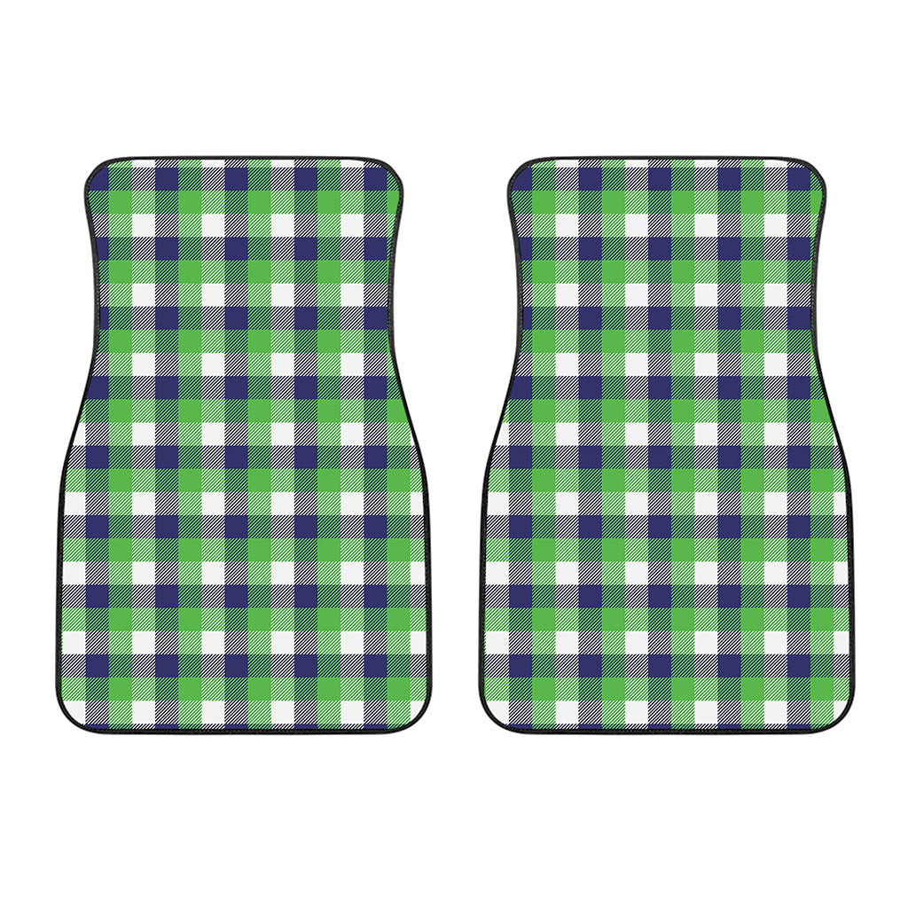 White Green And Blue Buffalo Plaid Print Front Car Floor Mats