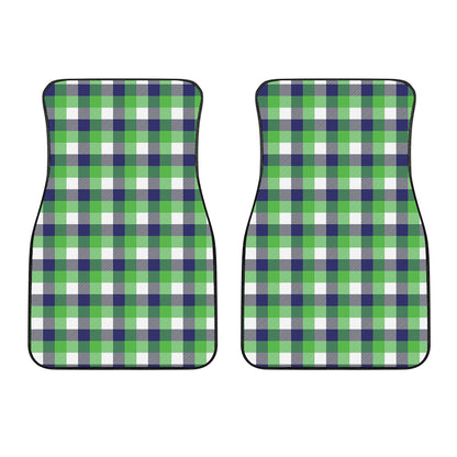White Green And Blue Buffalo Plaid Print Front Car Floor Mats
