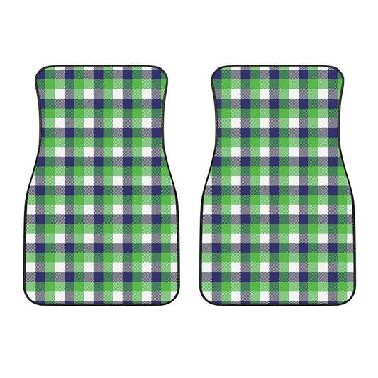 White Green And Blue Buffalo Plaid Print Front Car Floor Mats