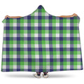 White Green And Blue Buffalo Plaid Print Hooded Blanket