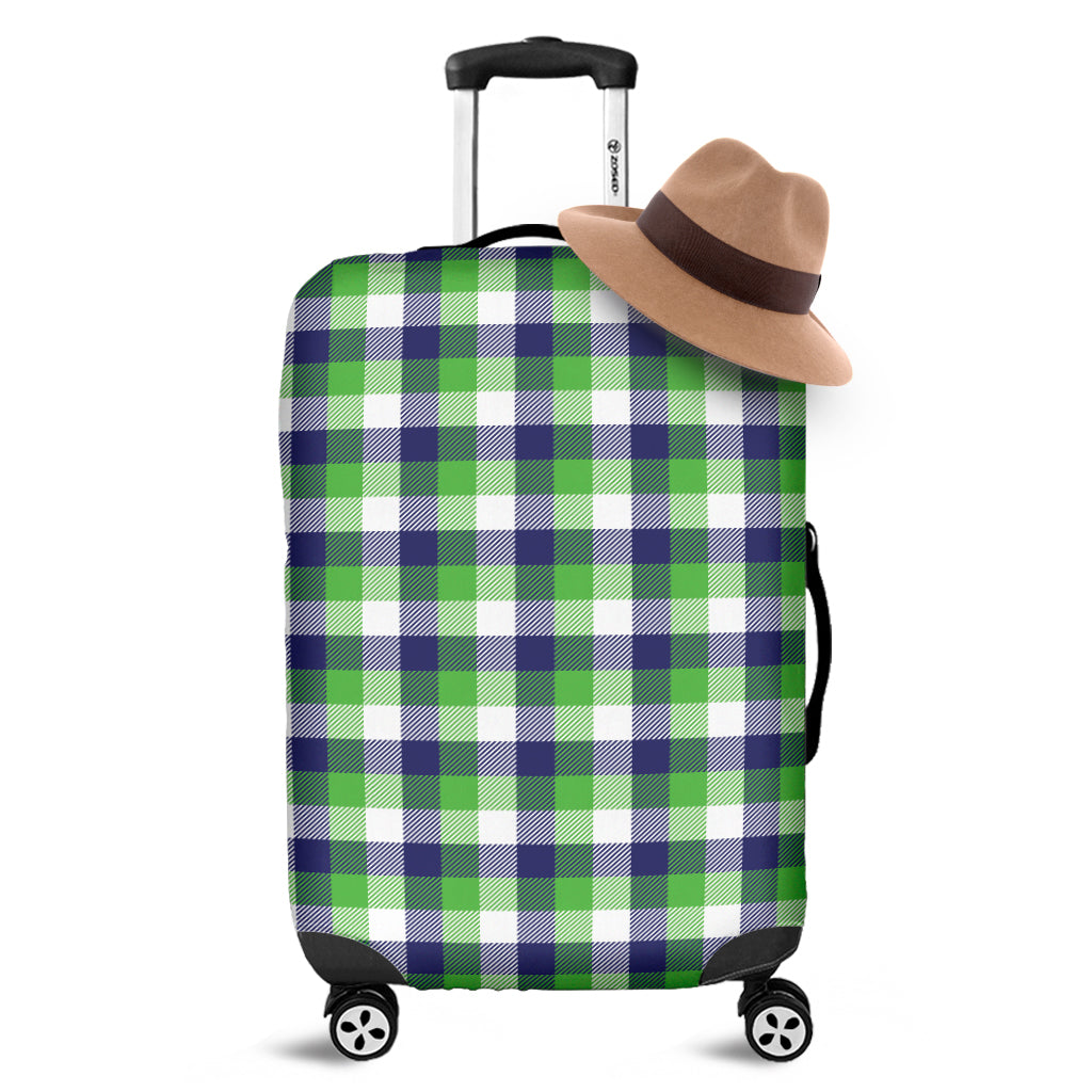 White Green And Blue Buffalo Plaid Print Luggage Cover