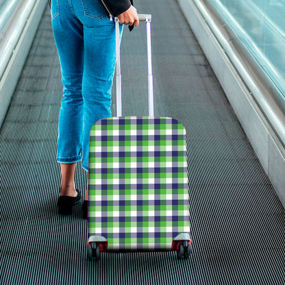 White Green And Blue Buffalo Plaid Print Luggage Cover