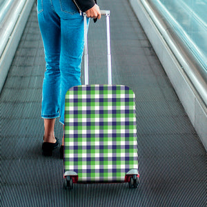 White Green And Blue Buffalo Plaid Print Luggage Cover