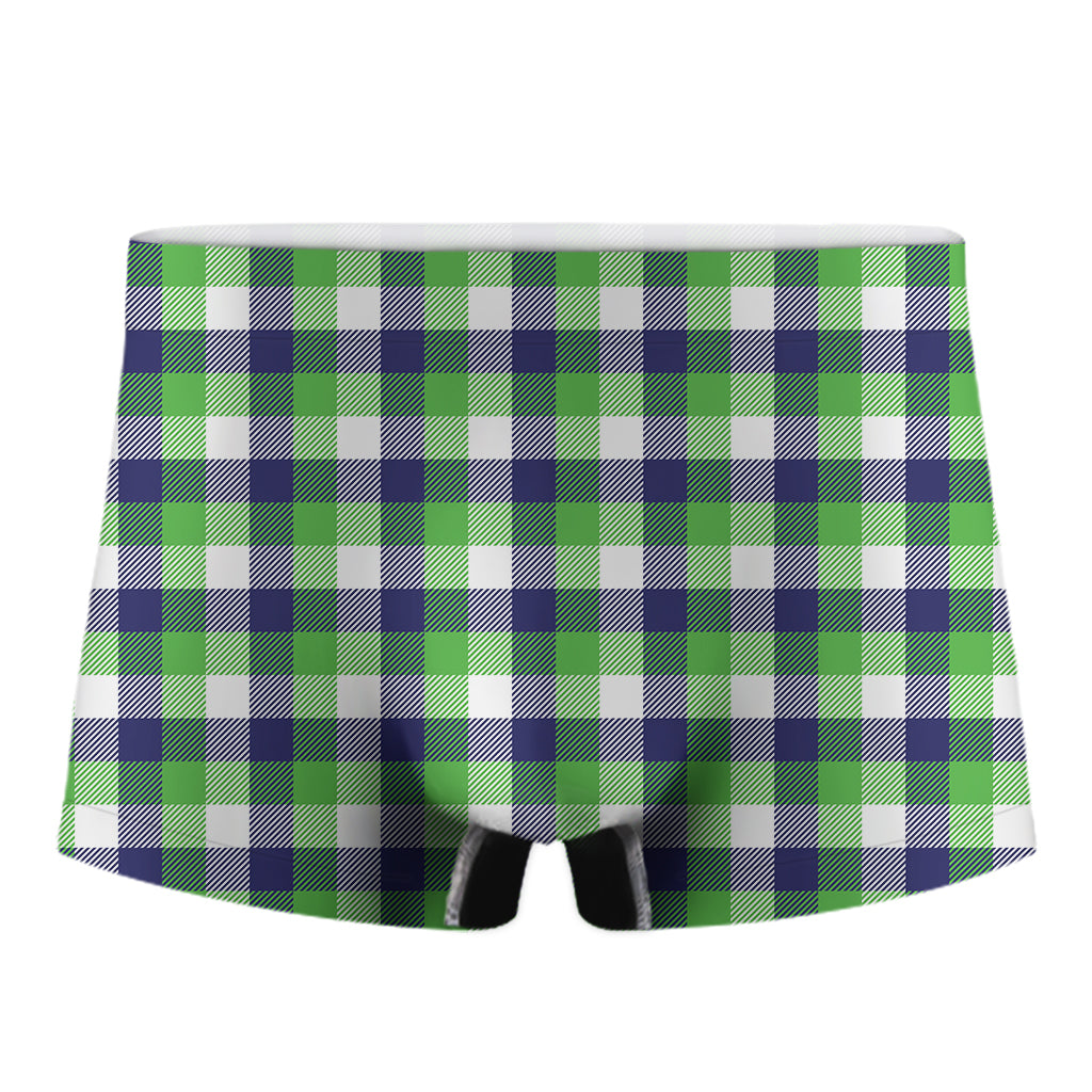White Green And Blue Buffalo Plaid Print Men's Boxer Briefs