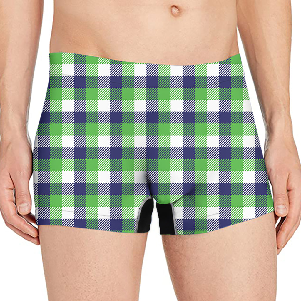 White Green And Blue Buffalo Plaid Print Men's Boxer Briefs