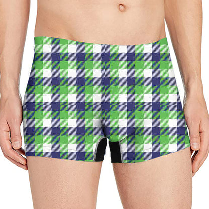 White Green And Blue Buffalo Plaid Print Men's Boxer Briefs