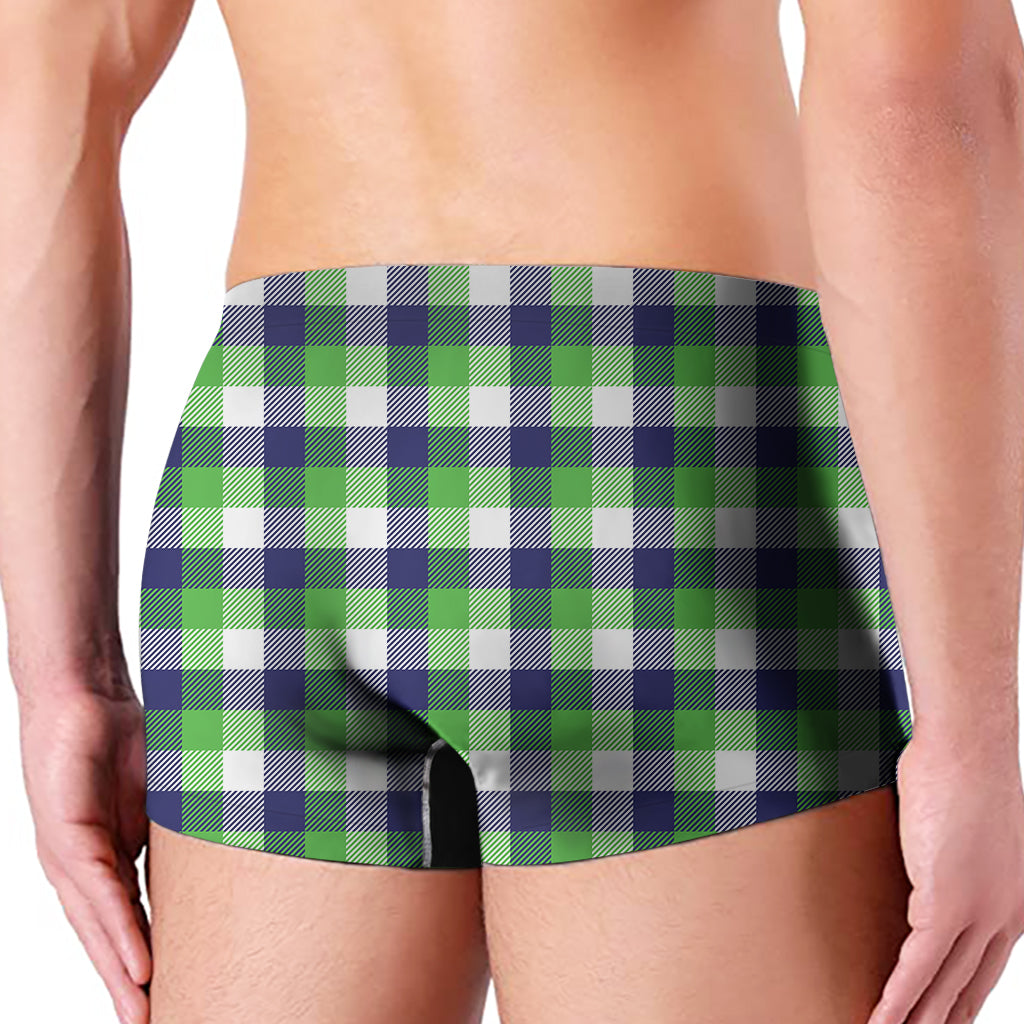 White Green And Blue Buffalo Plaid Print Men's Boxer Briefs