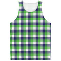 White Green And Blue Buffalo Plaid Print Men's Tank Top