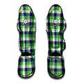White Green And Blue Buffalo Plaid Print Muay Thai Shin Guards