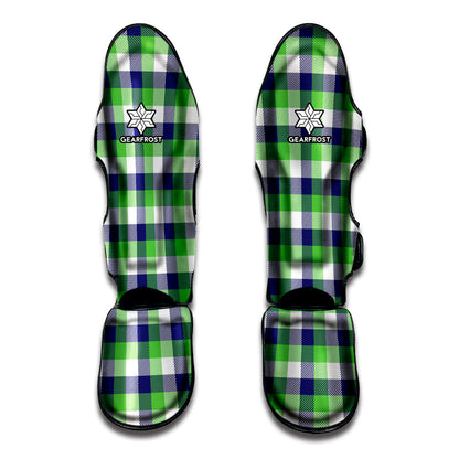 White Green And Blue Buffalo Plaid Print Muay Thai Shin Guard