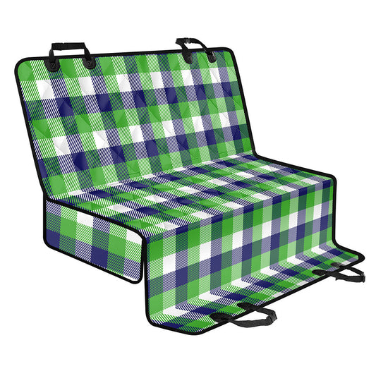 White Green And Blue Buffalo Plaid Print Pet Car Back Seat Cover