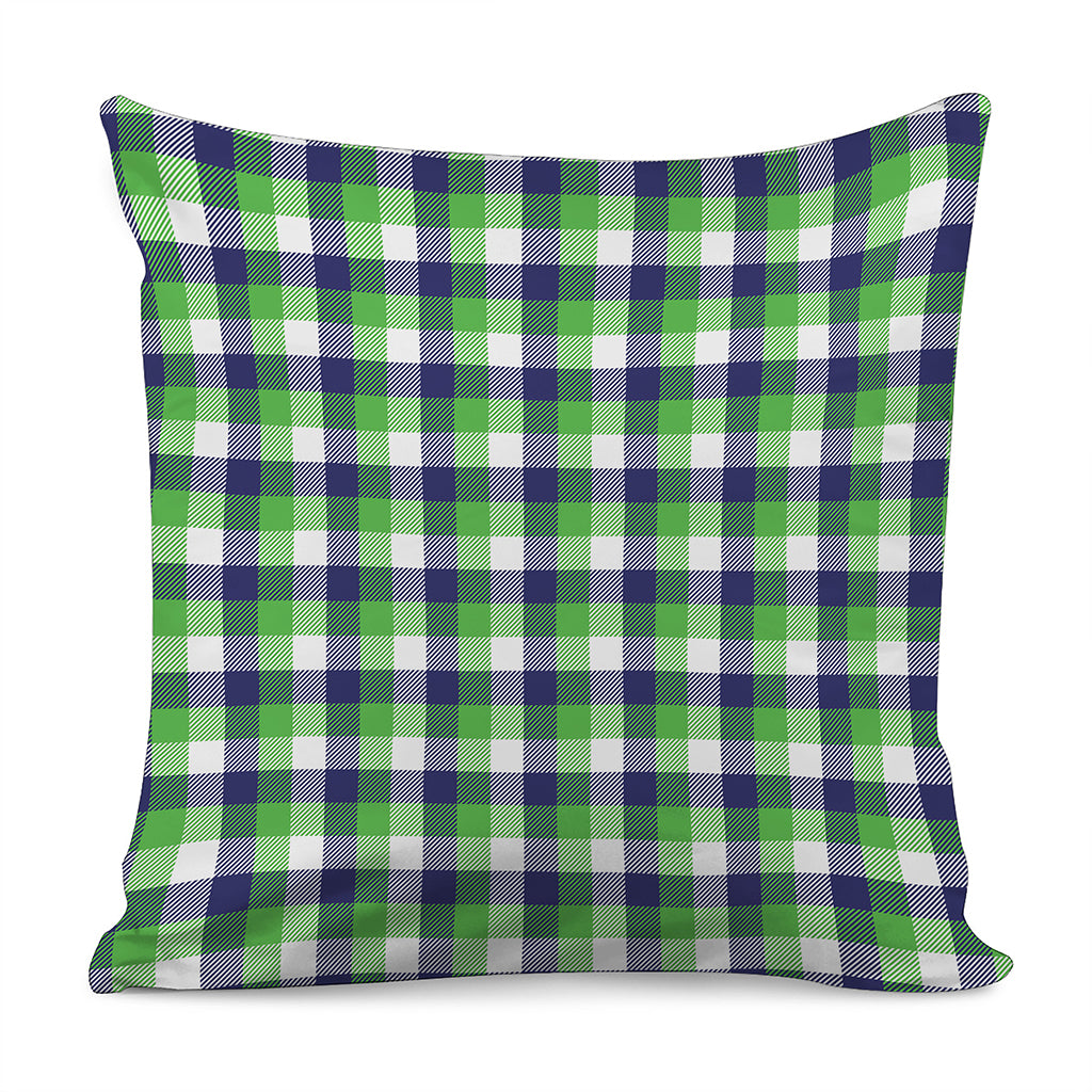 White Green And Blue Buffalo Plaid Print Pillow Cover