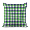 White Green And Blue Buffalo Plaid Print Pillow Cover