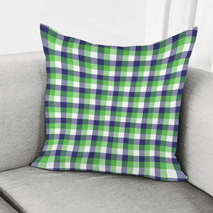 White Green And Blue Buffalo Plaid Print Pillow Cover