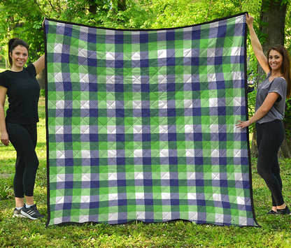 White Green And Blue Buffalo Plaid Print Quilt