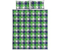 White Green And Blue Buffalo Plaid Print Quilt Bed Set