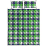 White Green And Blue Buffalo Plaid Print Quilt Bed Set