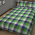 White Green And Blue Buffalo Plaid Print Quilt Bed Set